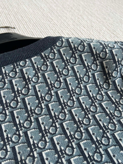CD 25 Monogram Blue Gray Cotton
