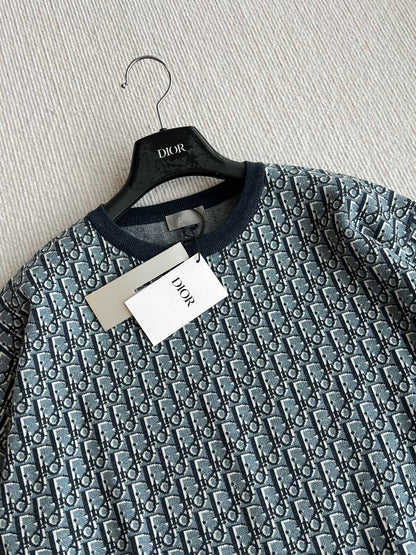 CD 25 Monogram Blue Gray Cotton