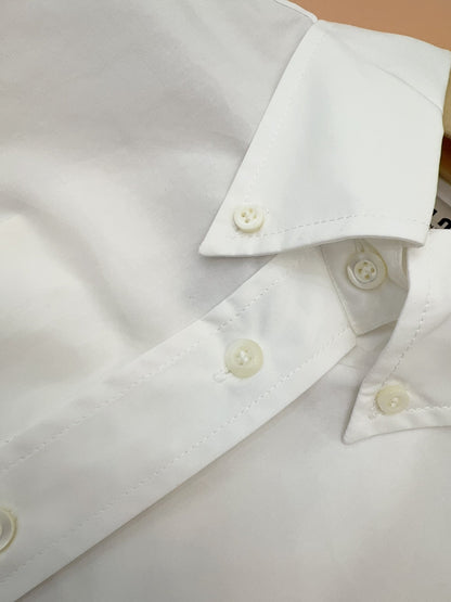 Miu Miu 2025 Logo Embroidered Long-sleeved Shirt White Cotton