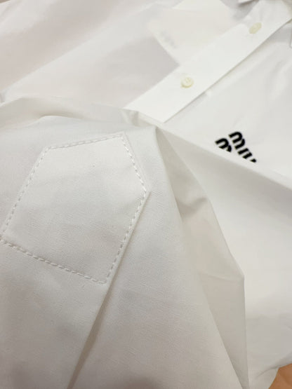 Miu Miu 2025 Logo Embroidered Long-sleeved Shirt White Cotton