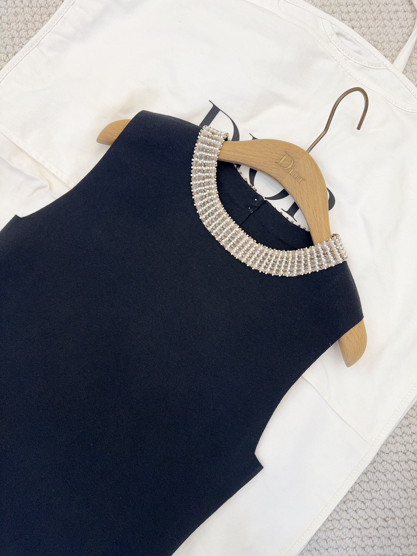 CD 25 Beaded Knitted Dress Blue Tencel Cotton and Silk