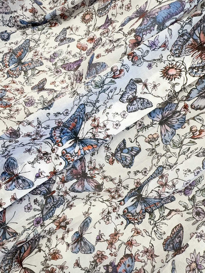 CD 2025 Butterfly Floral Print Dress Multicolor Cotton