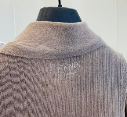 Fendi 25 Beaded Polo shirt Pure Beige Cotton