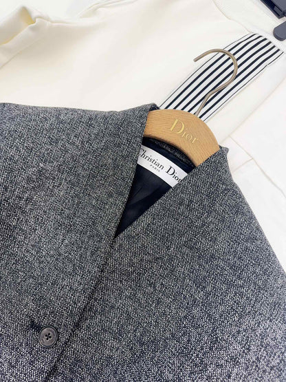 CD 25 Floral V-neck Jacket Gray Cotton