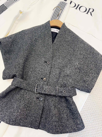 CD 25 Floral V-neck Jacket Gray Cotton