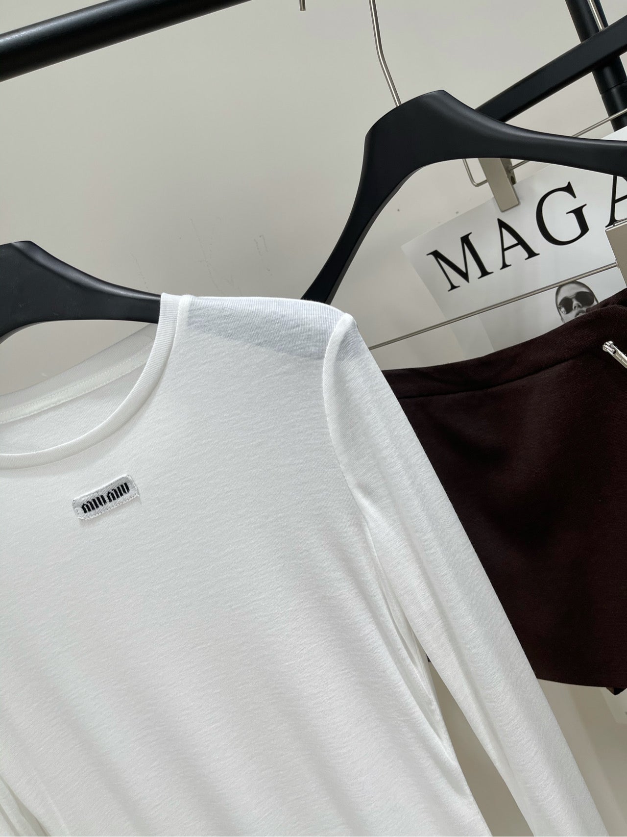 Miu Long-sleeved T-shirt White Cotton 349751
