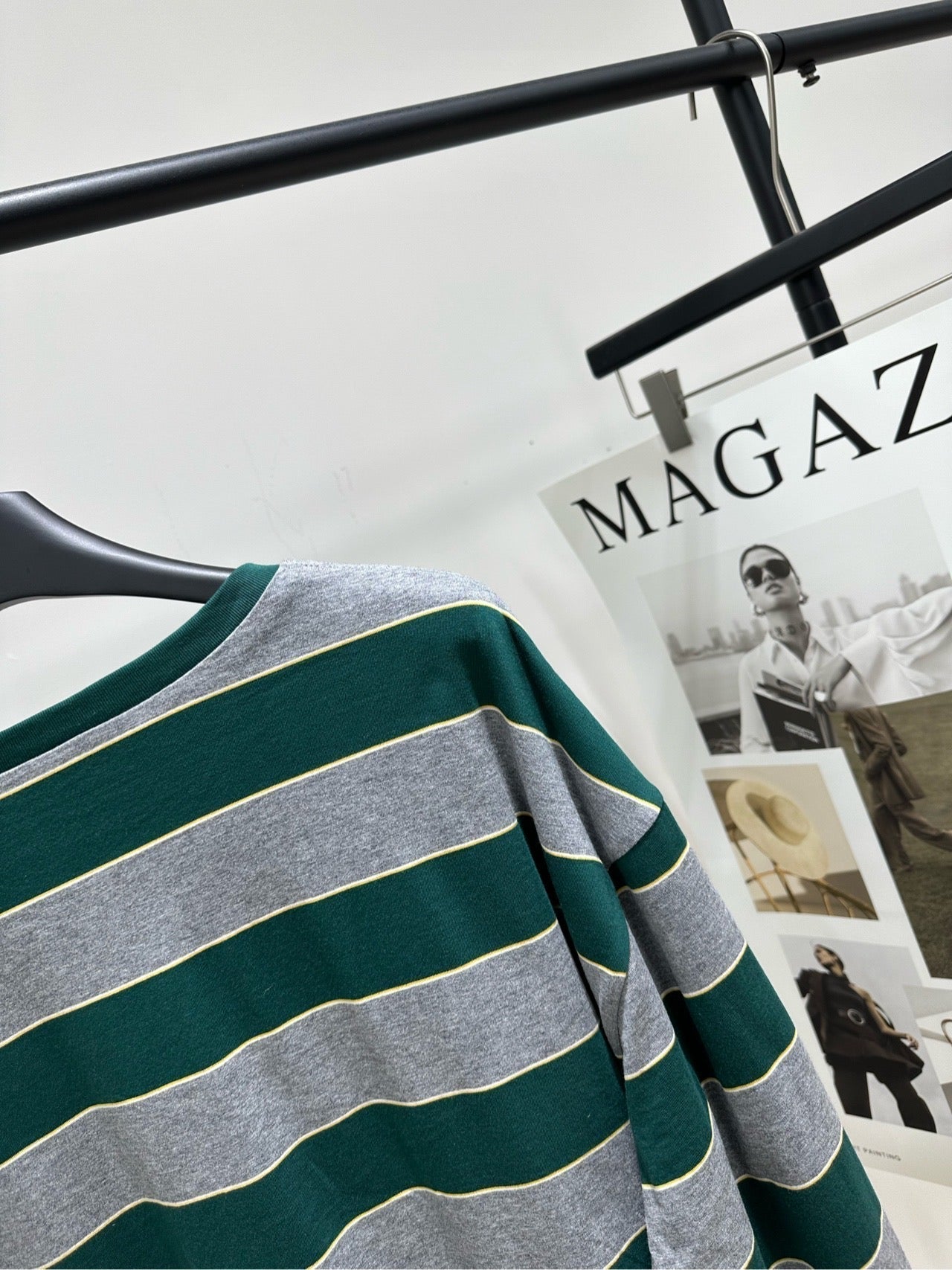 Miu 26s Striped Jersey Sweatshirt Green Gray Cotton 349692