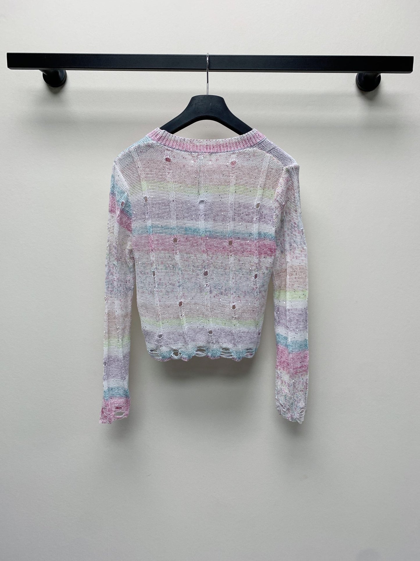Celine 25 Pastel Striped Sweater Pink Mix Colors Wool Polyester 277565