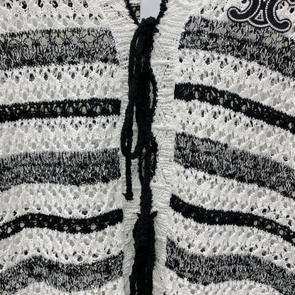 Celine 25 Striped Sleeveless Vest Black White Wool Polyester 277571