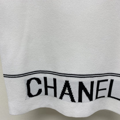 CC 25 Round Neck Knitted Embroidered Logo Vest in White 277575