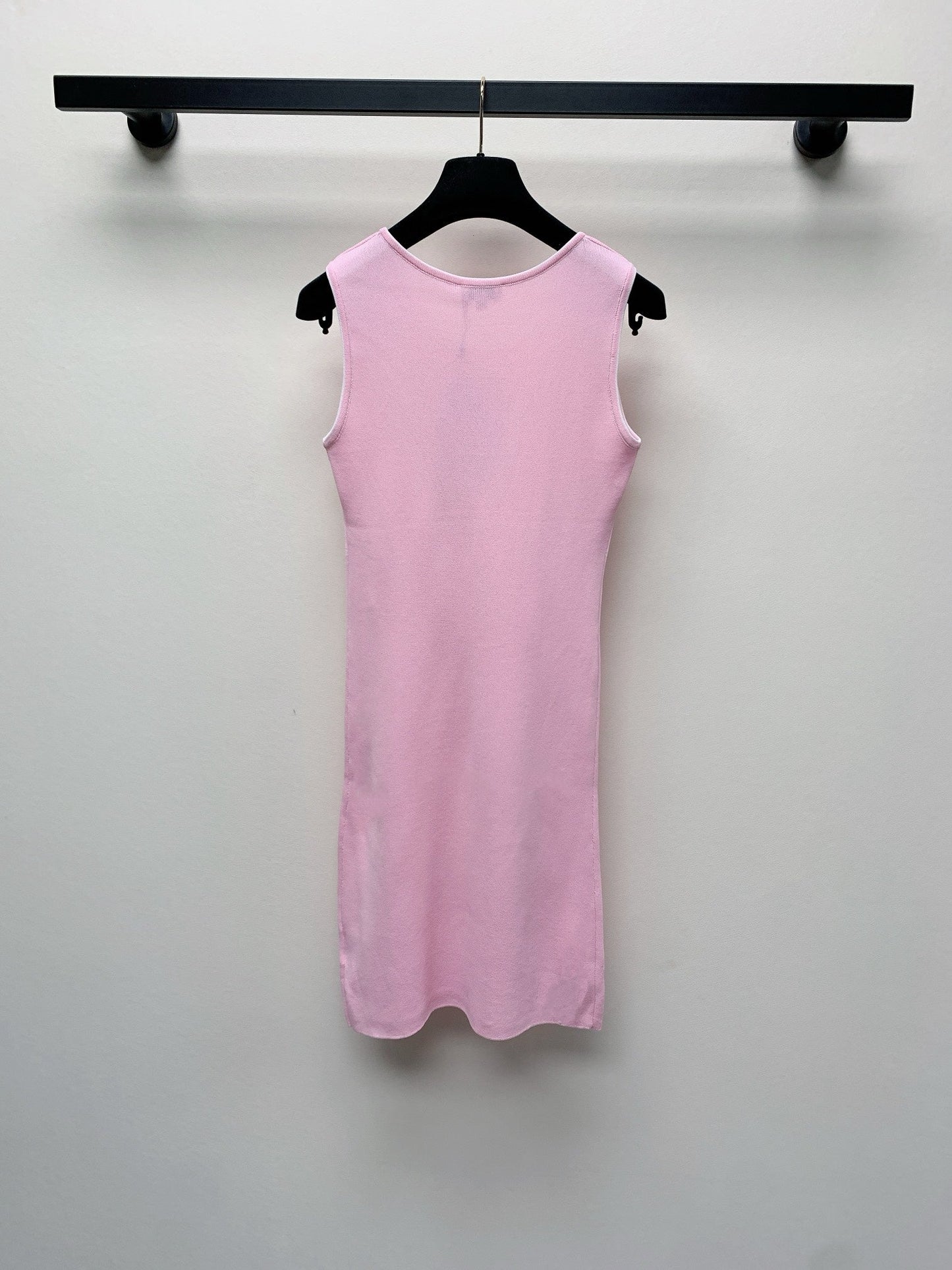 CC 25 Round Neck Knitted Embroidered Logo Vest Dress in Pink 277583