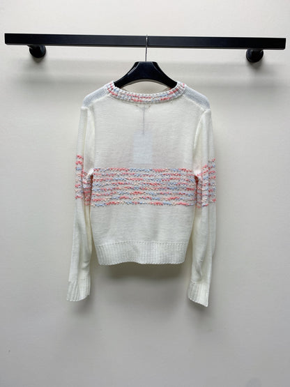Celine 25 Striped Sweater White Wool Polyester 281500