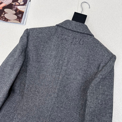 Miu Miu 25 Suit Jacket Gray Polyester Wool