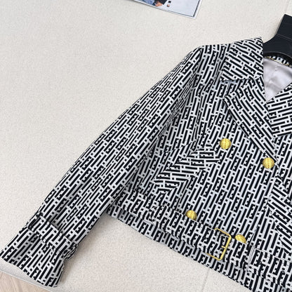 Fendi 25 Windbreaker Jacket Black White Cotton