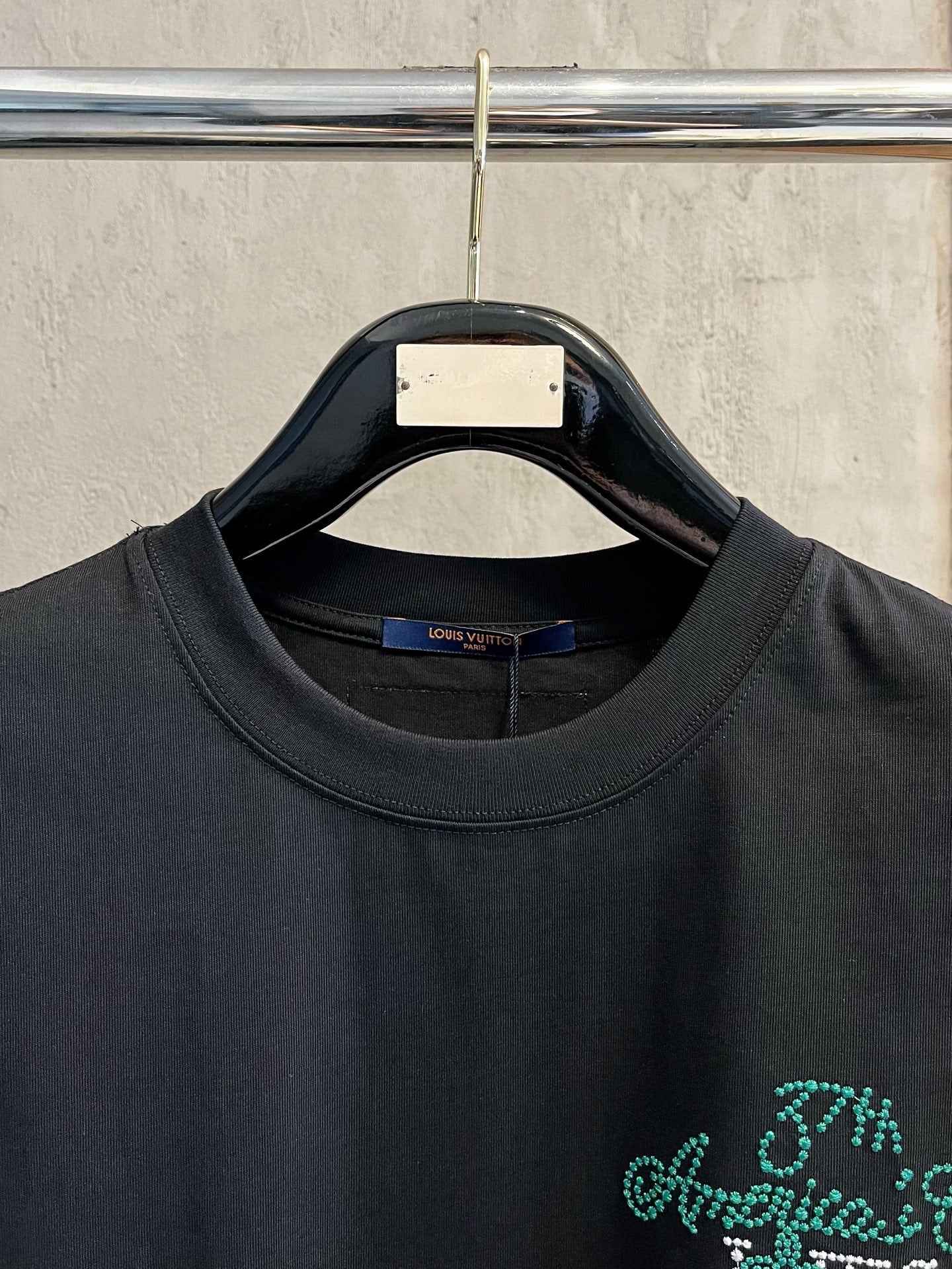 LV T-SHIRT IN BLACK EMBROIDERED LOGO PURE COTTON 238776