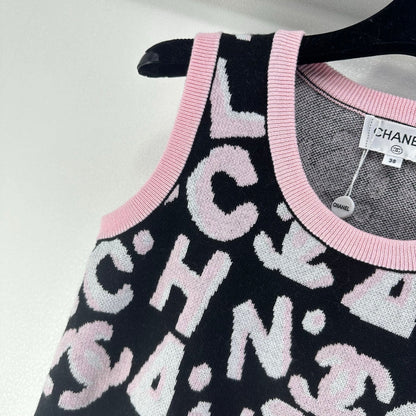 CC Vest Black Pink Wool Nylon 345983