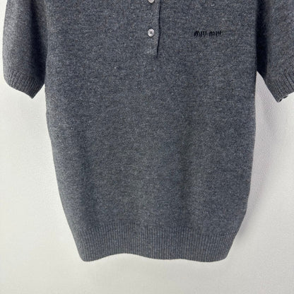 Miumiu 2026 Short-sleeved T-shirt Grey Cashmere 349064