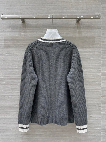 Miumiu V-neck knitted top Gray Cashmere