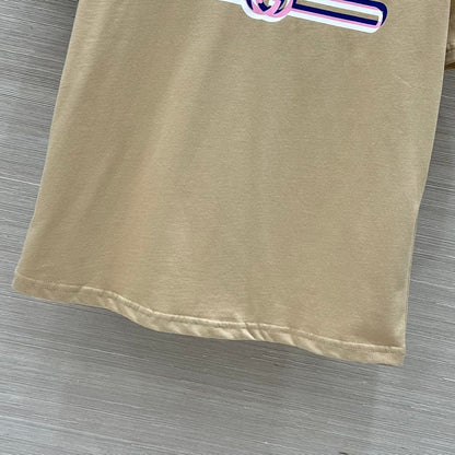 Gucci 25 Print Round Neck Short-sleeved T-shirt Light Camel Cotton