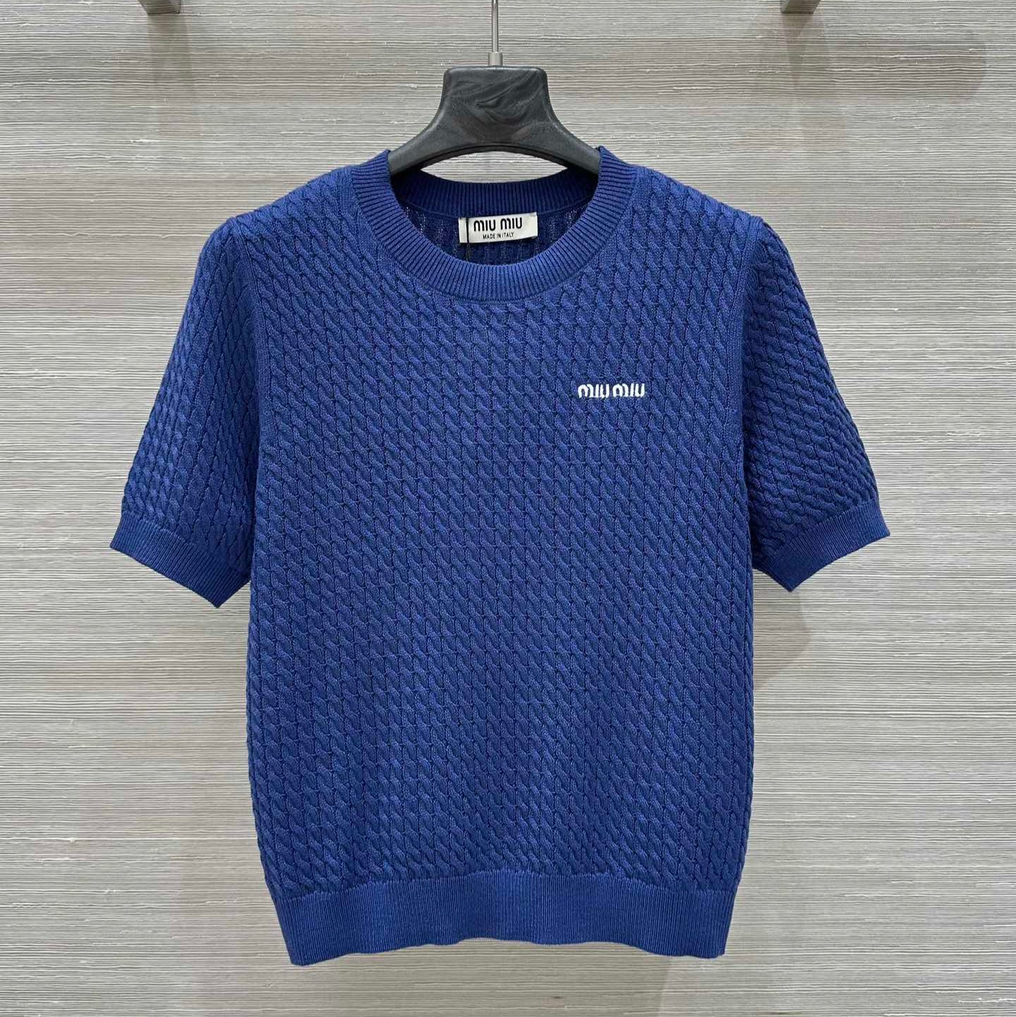 Miu Miu 25 Knitted Top Blue Wool