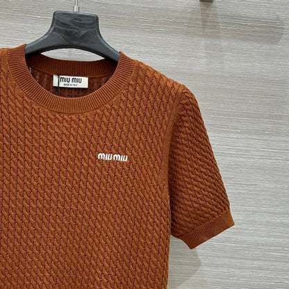 Miu Miu 25 Knitted Top Brown Wool