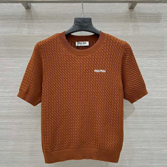 Miu Miu 25 Knitted Top Brown Wool