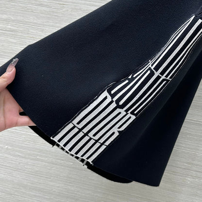 CD 25 Embroidery Knitted Vest Top Black Polyester Cotton