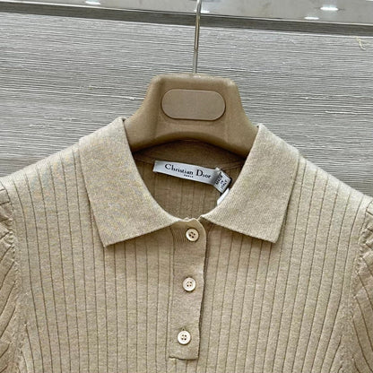 CD 25 Polo Short-sleeved Top Beige Cashmere