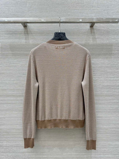 Fendi Knitted Cardigan Top Brown Wool