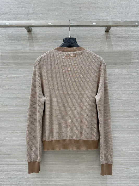 Fendi Knitted Cardigan Top Brown Wool