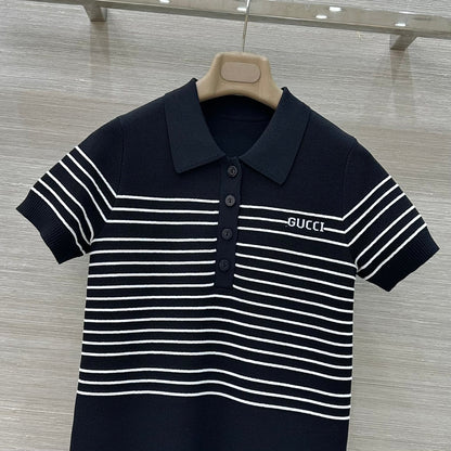 Gucci Polo Shirt Dress Black Cotton Wool