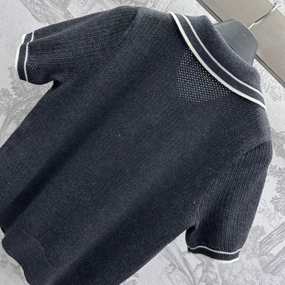 Miu 25 Polo Shirt Black Wool 233471