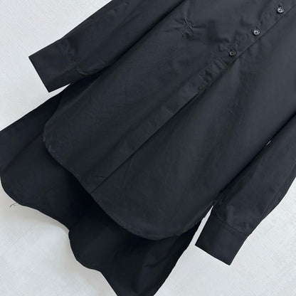 CD SS26 Broadcloth Long Stand Collar Shirt Black Polyester 351872