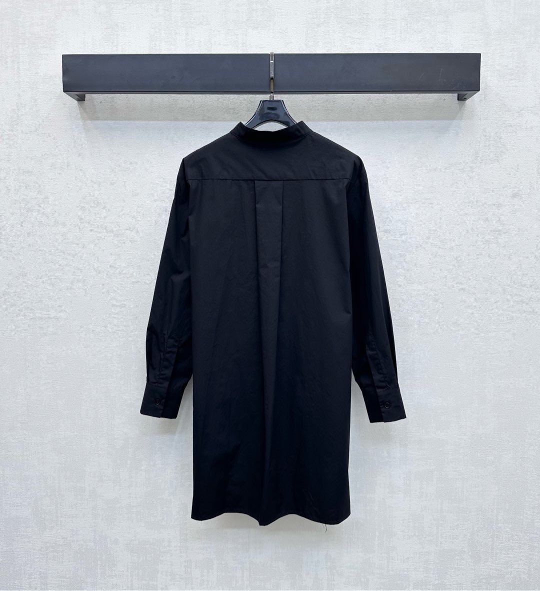 CD SS26 Broadcloth Long Stand Collar Shirt Black Polyester 351872