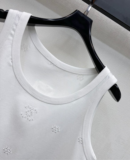 CC SS26 Laser Embroidered Tank Top White Cotton 350323