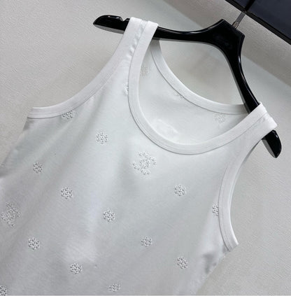 CC SS26 Laser Embroidered Tank Top White Cotton 350323