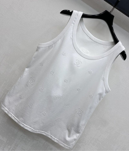 CC SS26 Laser Embroidered Tank Top White Cotton 350323