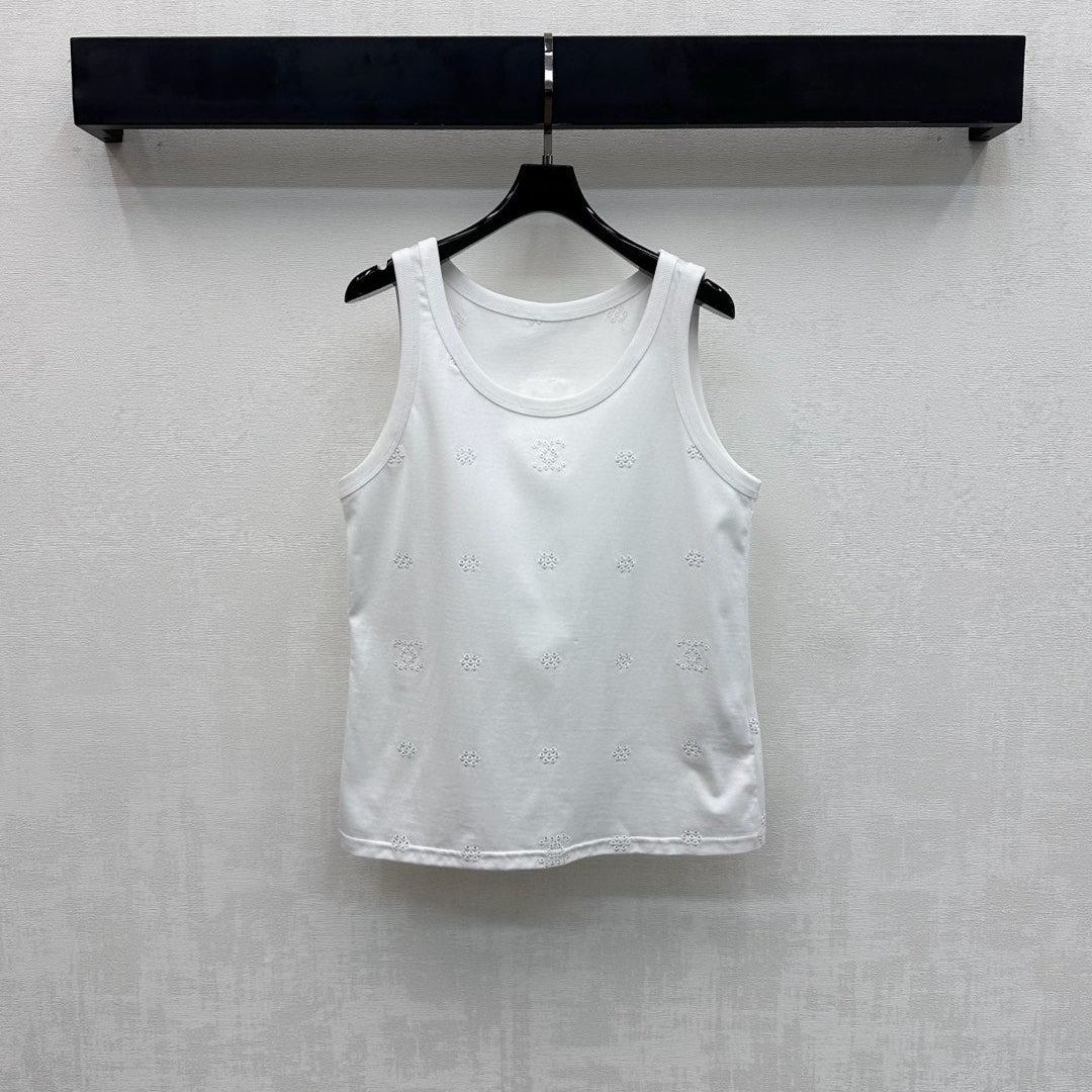 CC SS26 Laser Embroidered Tank Top White Cotton 350323