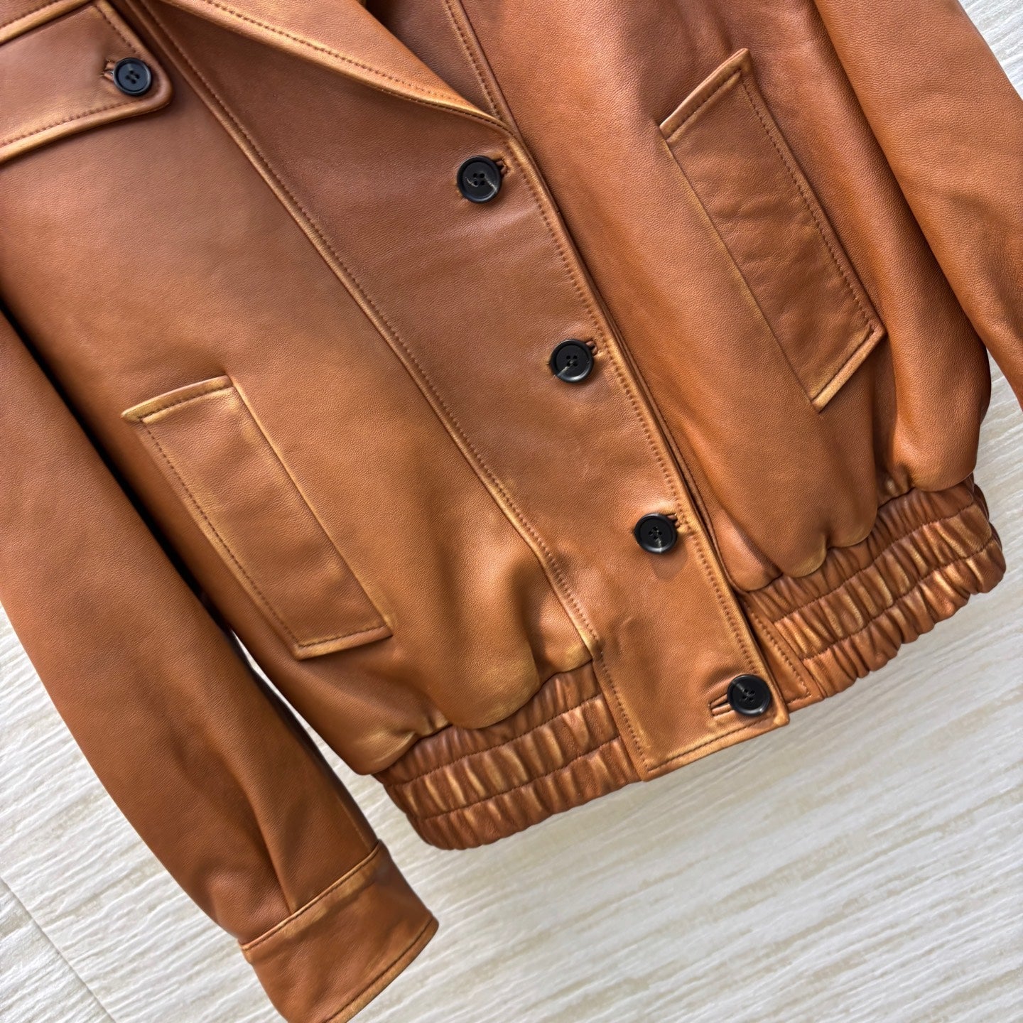 Miu Miu 25 Leather Jacket Brown Lambskin