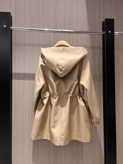 Fendi Hooded Windbreaker Jacket Beige Cotton