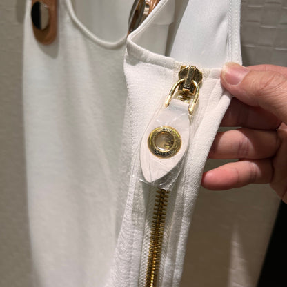 LV Metal Buckle Decorated Camisole Shirt White Cotton