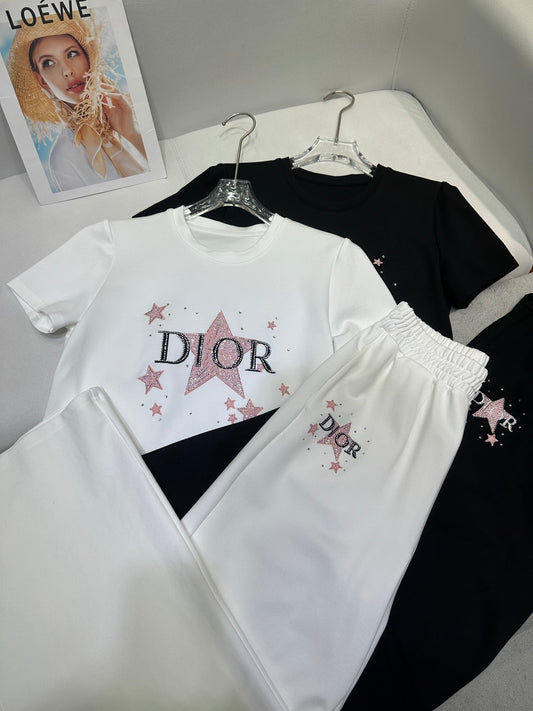 CD 25 Diamond Star Suit Black and White Cotton