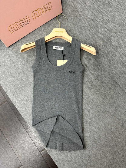 Miu Short Vest Grey Wool 345303