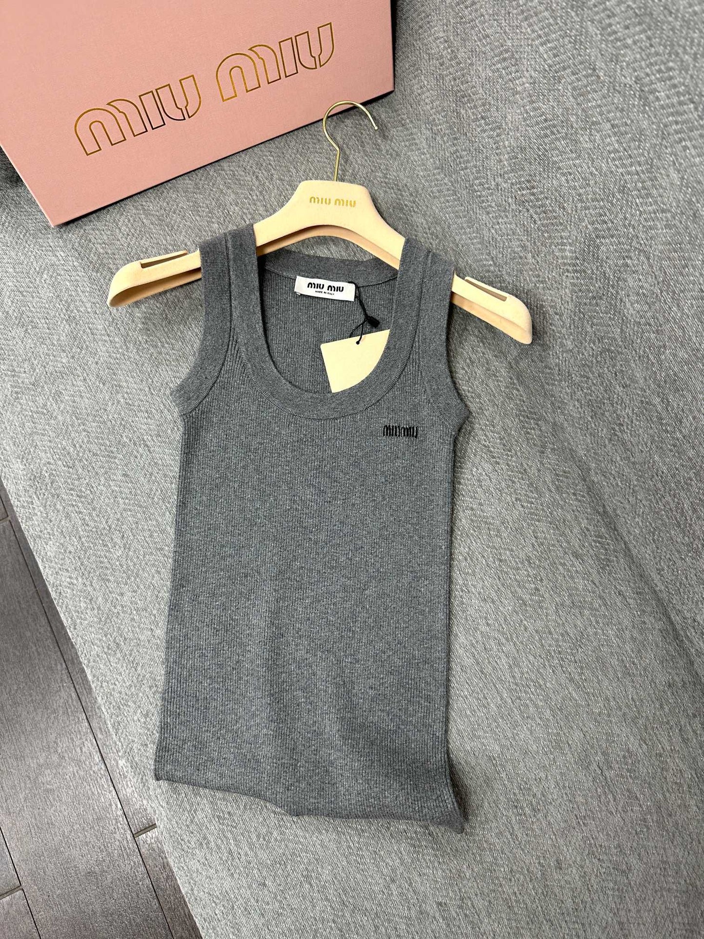 Miu Short Vest Grey Wool 345303