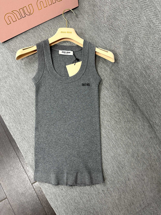 Miu Short Vest Grey Wool 345303