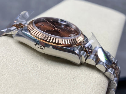 Datejust 31mm Pink Gold Steel Chocolate Dial