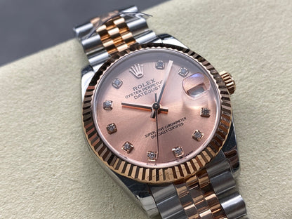 Datejust 31mm Pink Gold Steel Salmon Dial Diamond Numerals