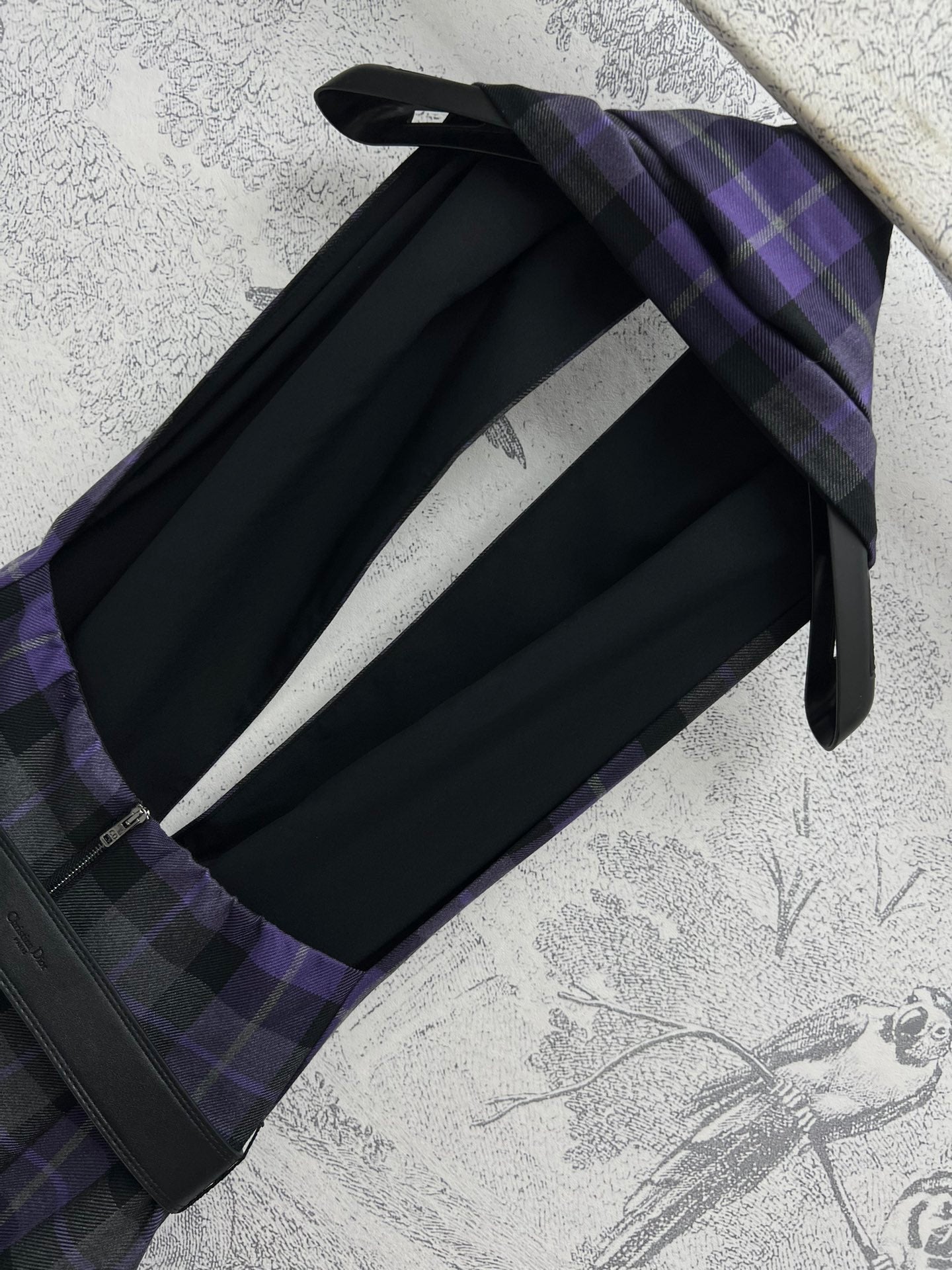 CD 25 Halter-neck Backless Dress Purple Black Wool Fabric