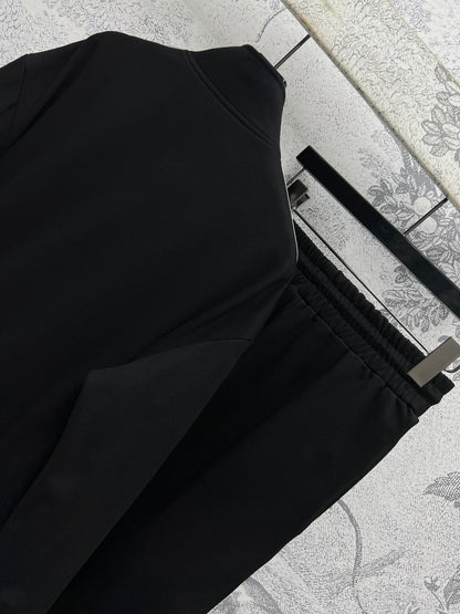 Miu Miu 25 Ribbon Stitching Suits Black Cotton