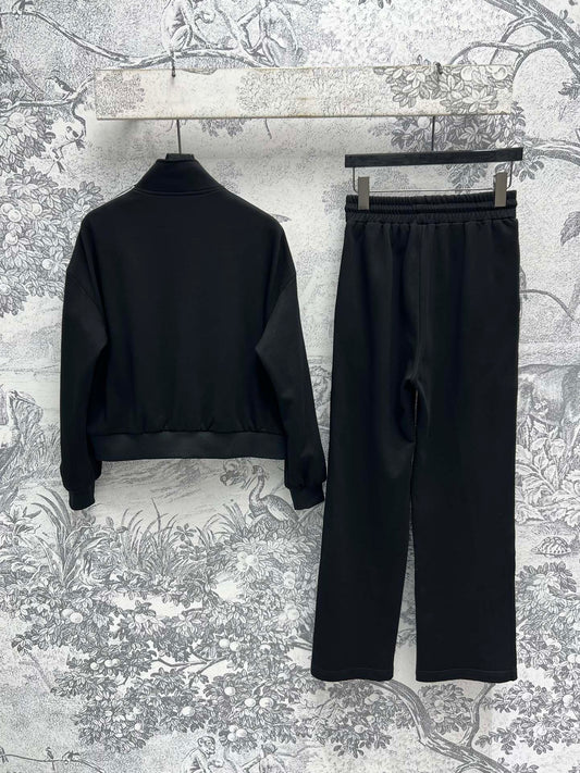 Miu Miu 25 Ribbon Stitching Suits Black Cotton